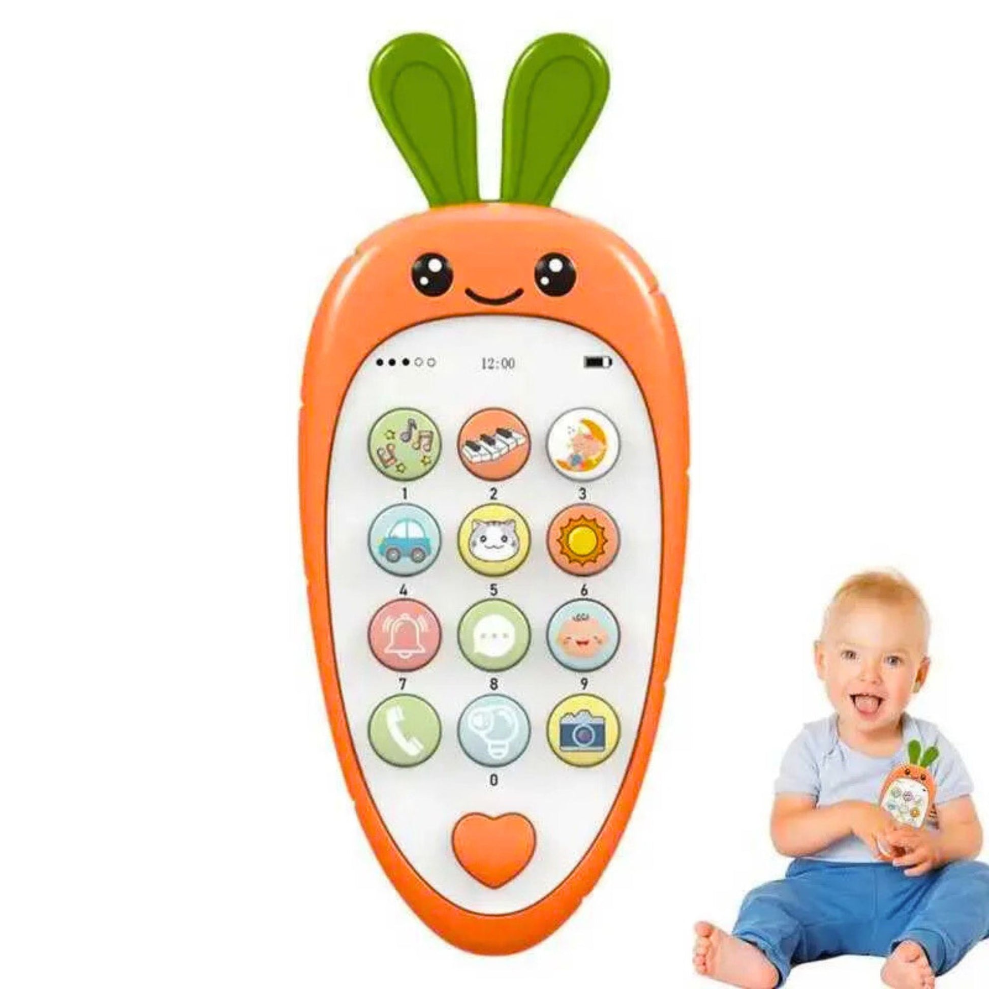 muzički telefon za bebe u obliku mrkve narandzasti