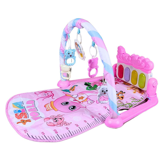Baby gym prostirka sa muzičkim funkcijama i visećim igračkama za stimulaciju razvoja bebe