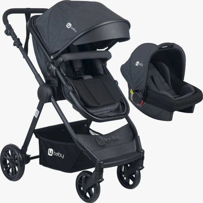 4baby dječija kolica 3 u 1 Elegant Black Travel System crna