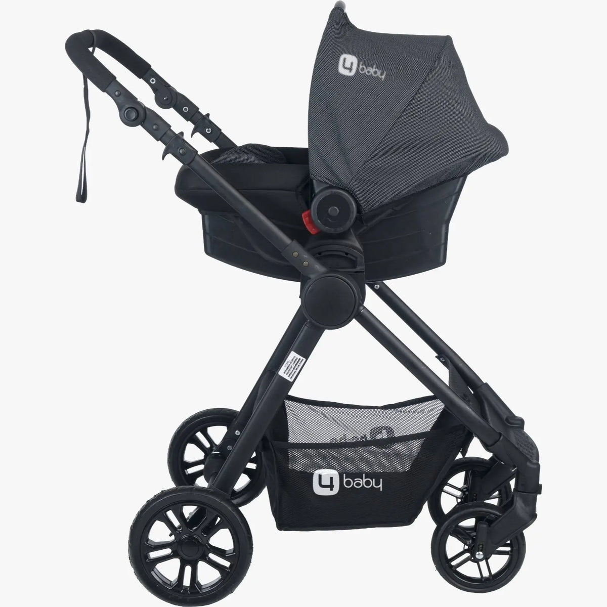 4baby dječija kolica 3 u 1 Elegant Black Travel System crna