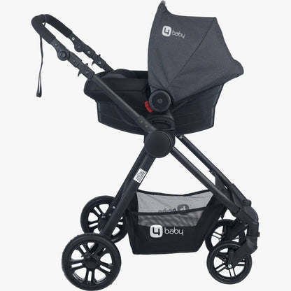 4baby dječija kolica 3 u 1 Elegant Black Travel System crna