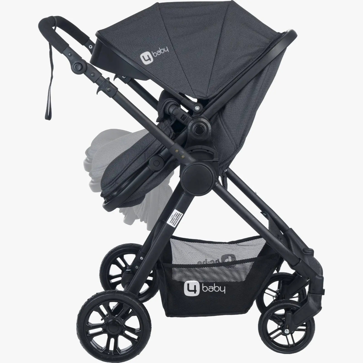 4baby dječija kolica 3 u 1 Elegant Black Travel System crna