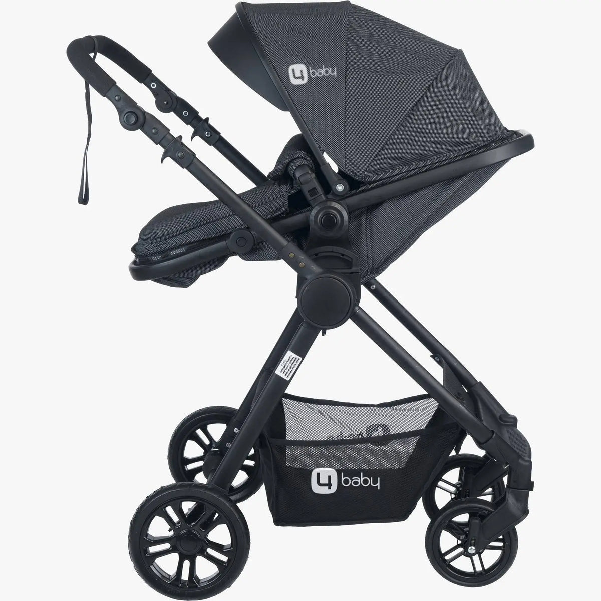 4baby dječija kolica 3 u 1 Elegant Black Travel System crna