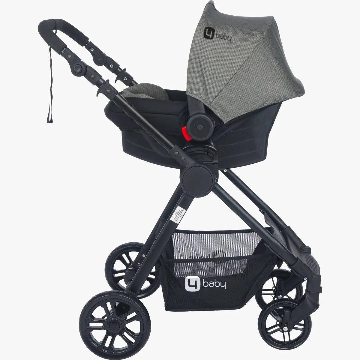 4baby dječija kolica 3 u 1 Elegant Black Travel System siva